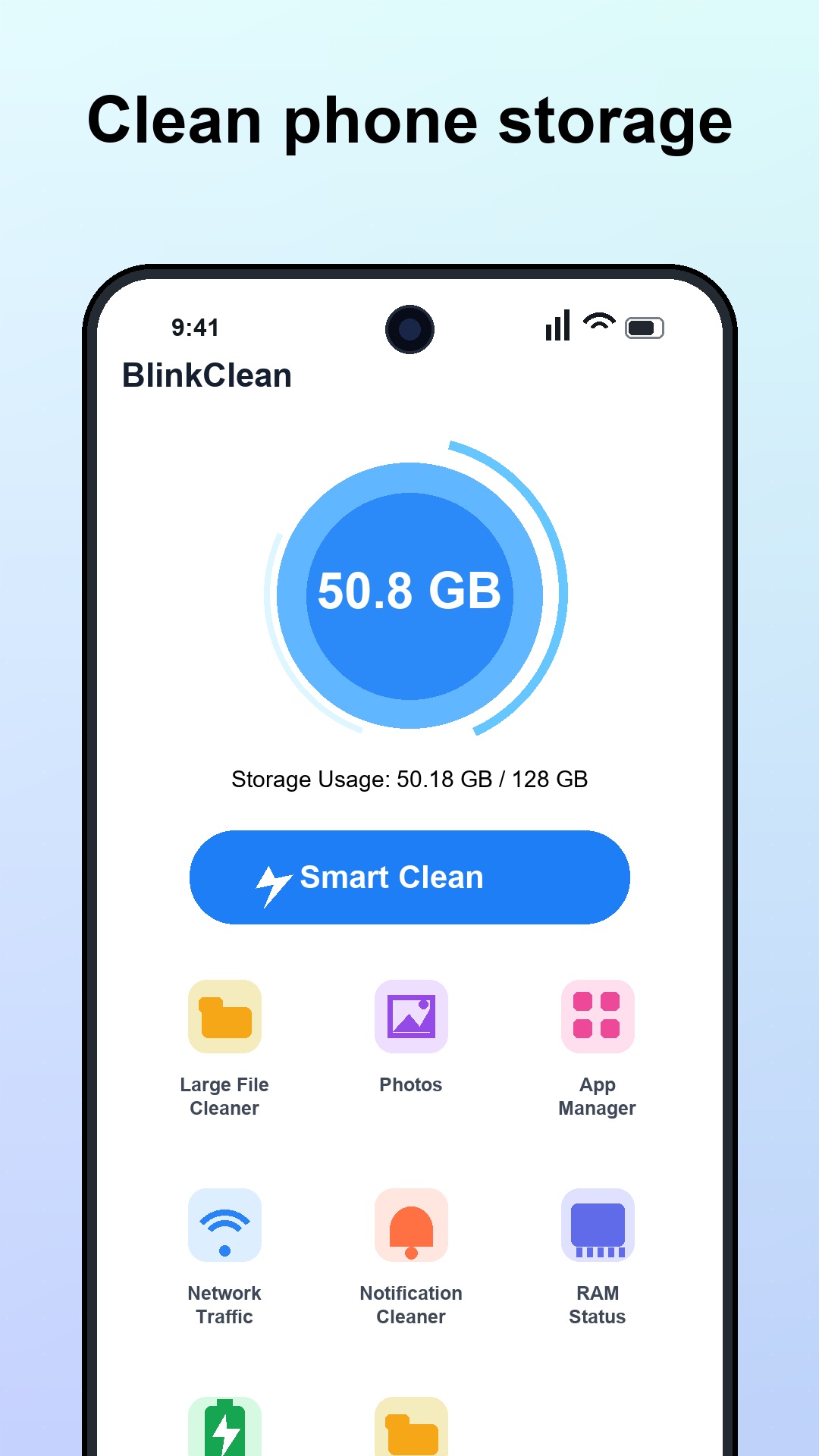 BlinkClean storage dashboard